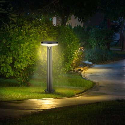 Arlec 48cm solar LED post light – 400 lumen motion sensor outdoor lighting with 3 light modes and stainless-steel finish