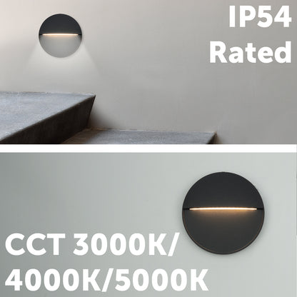 Arlec 4W CCT LED Round Black Exterior Step Light - energy efficient LED, CCT selectable light