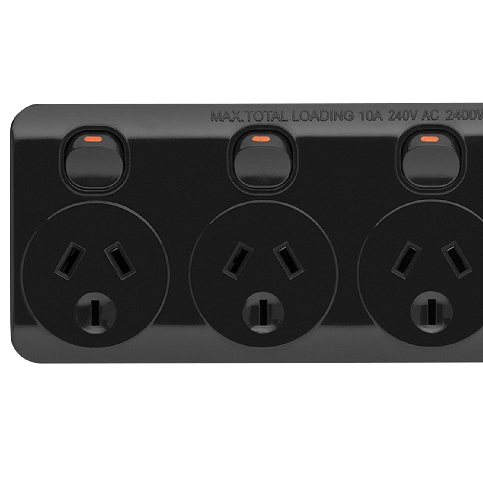 Arlec 4 Outlet Black Surge Protected Powerboard - black surge protector, 4 outlet extension board, long cable powerboard