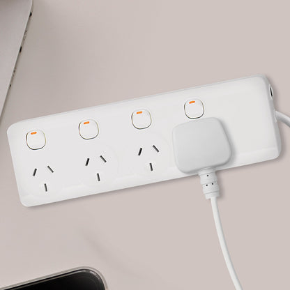 Arlec 4 Outlet Individually Switched Powerboard - 4 switched outlet board, indoor power strip, extended reach powerboard