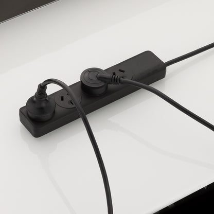 Arlec 4 Outlet Powerboard - Black - black indoor powerboard, 4 outlet extension, compact power strip