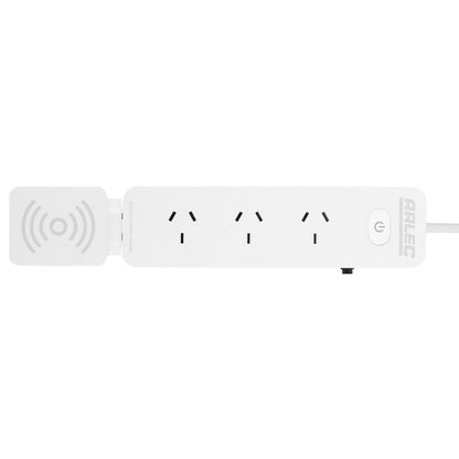 Arlec 4 Outlet Powerboard With Detachable 10W Wireless Charger - wireless charging board, 4 outlet power strip, detachable charger board