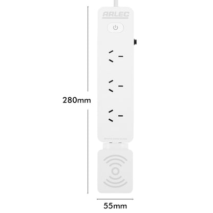 Arlec 4 Outlet Powerboard With Detachable 10W Wireless Charger - wireless charging board, 4 outlet power strip, detachable charger board