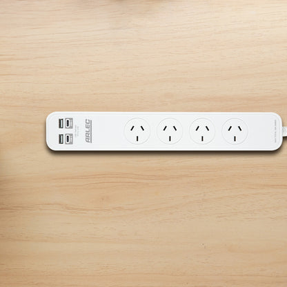 Arlec 4 Outlet Powerboard With USB 2A And 2C Charging Ports - USB charging board, power strip with 4 outlets, fast charge powerboard
