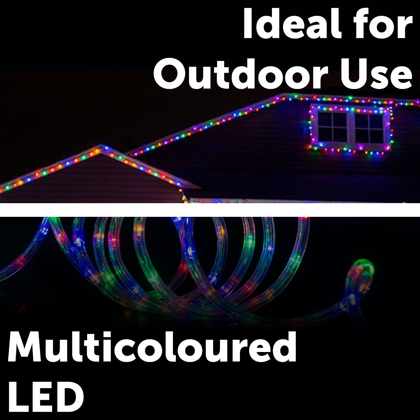 Arlec 50m multicolour LED rope light with 8-function controller and storage reel