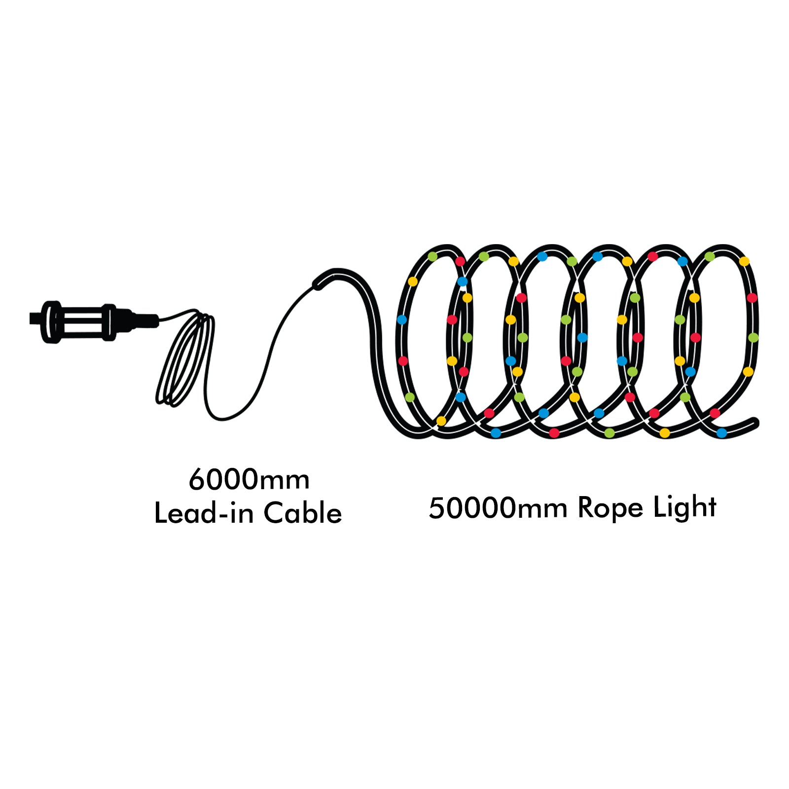 Arlec 50m multicolour LED rope light with 8-function controller and storage reel