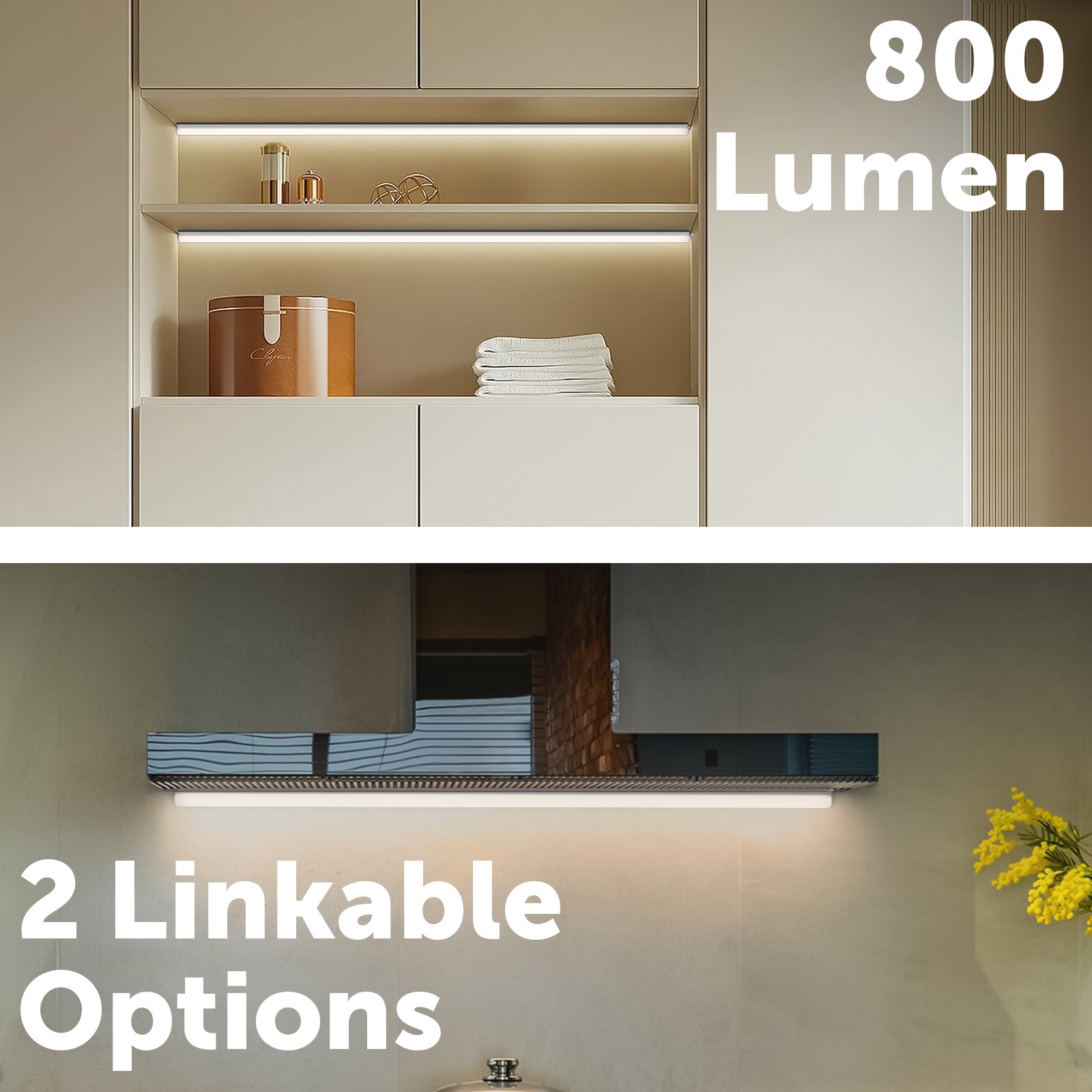 Arlec 57cm smart linkable CCT bar light for kitchen, wardrobe, cupboard – Wi-Fi smart LED under cabinet lighting