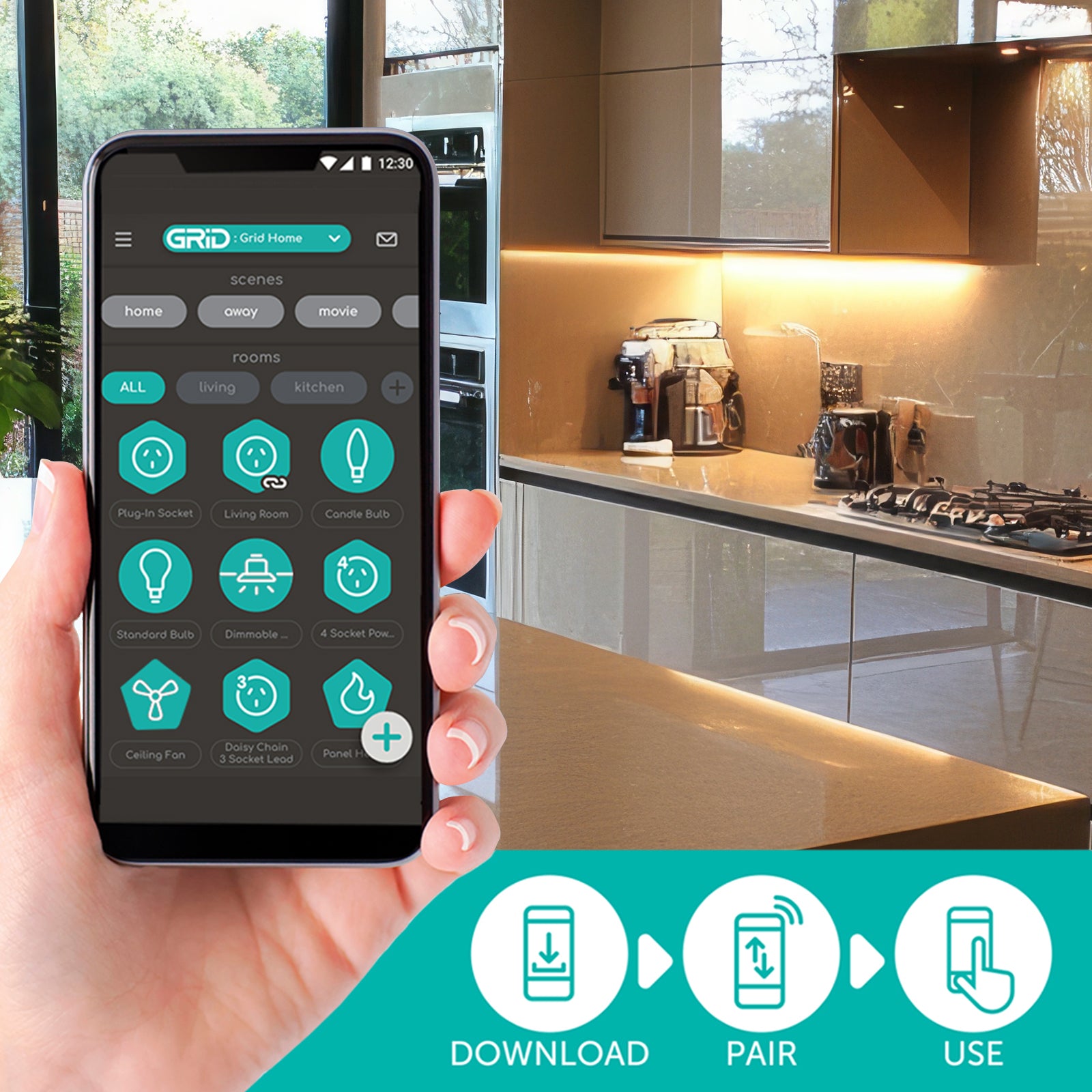 Arlec 57cm smart linkable CCT bar light for kitchen, wardrobe, cupboard – Wi-Fi smart LED under cabinet lighting