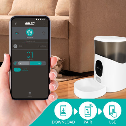 Arlec 5L Grid Connect Smart Pet Feeder – Wi-Fi smart pet feeder, automatic cat feeder, Grid Connect pet food dispenser