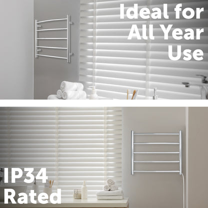 Arlec 5 bar 40W stainless steel towel rail for heating and drying towels
