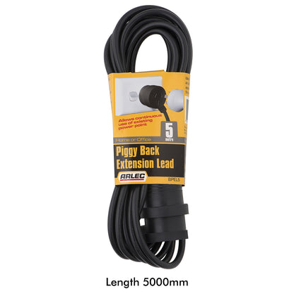 5m black piggyback lead – Arlec side entry extension cable