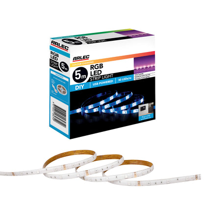 5m RGB LED strip light by Arlec, ambient lighting for rooms or TVs