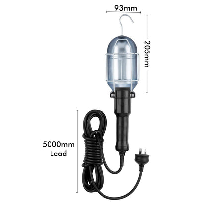 60W handheld inspection work light with 5m cable and tough metal cage