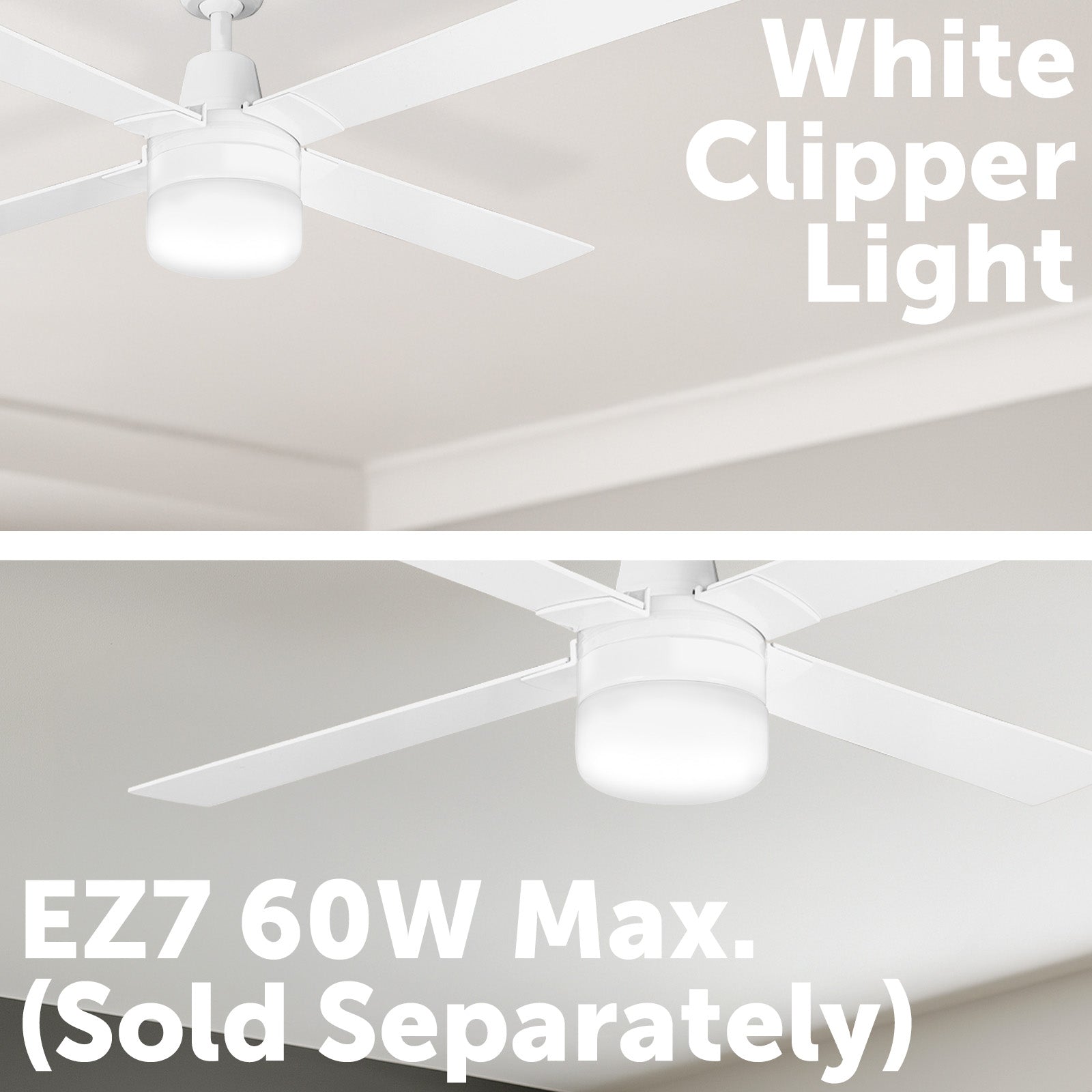 Arlec 60W White Clipper Ceiling Fan Light – Easy-Fit E27 Light Kit for Ceiling Fans