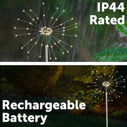 Arlec warm white LED starburst solar light – 60 LED decorative garden stake light with dusk sensor and IP44 rating