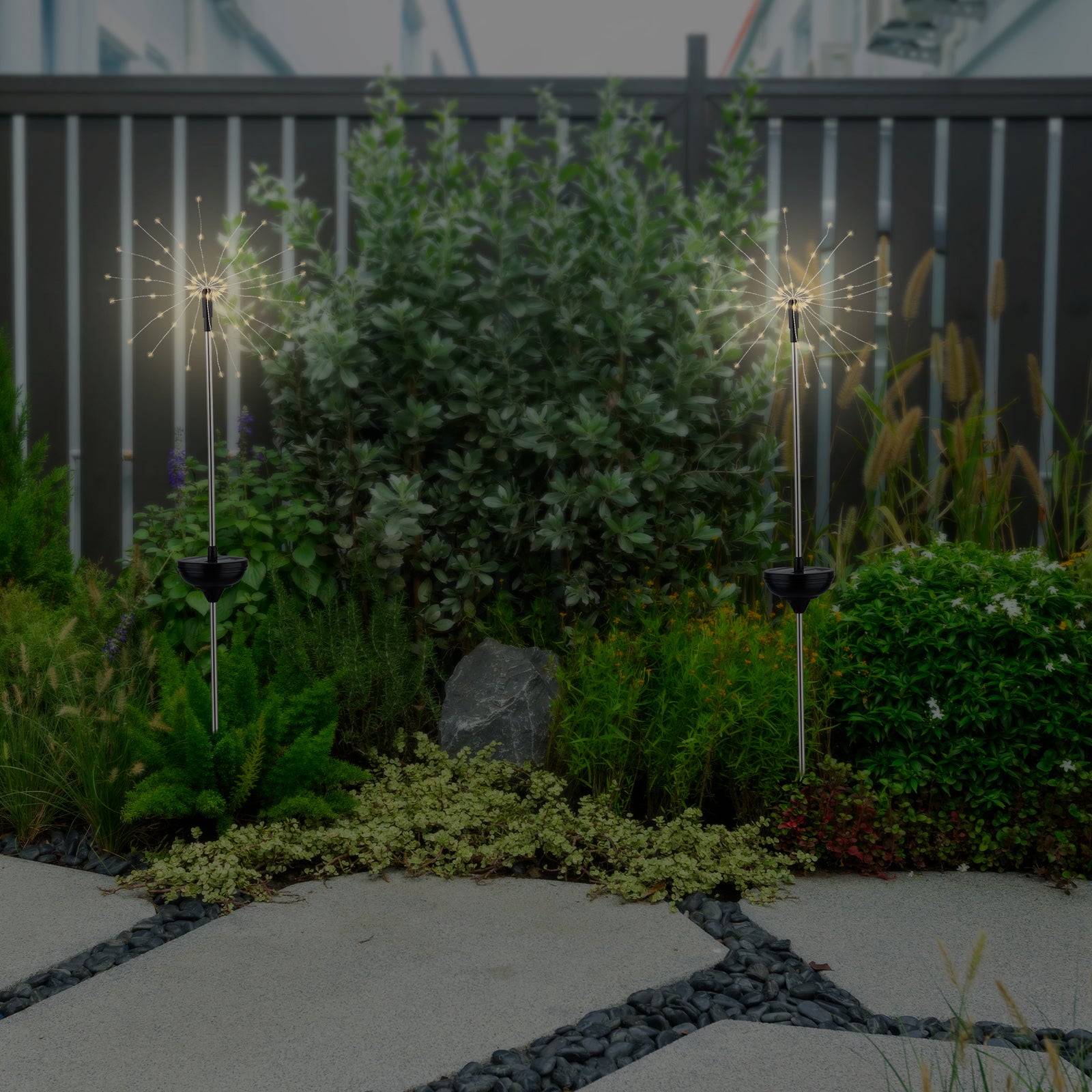 Arlec warm white LED starburst solar light – 60 LED decorative garden stake light with dusk sensor and IP44 rating