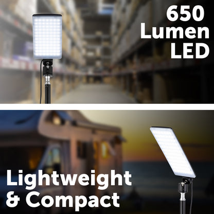USB-powered utility work light with tripod, 650 lumens, adjustable LED head