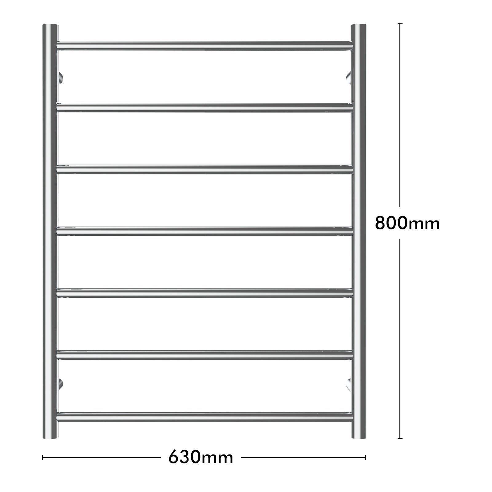 Arlec 68W 7 bar stainless steel heated towel rail for bathrooms