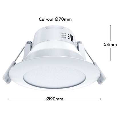 Arlec 6W dimmable tri-colour LED downlight, small cutout recessed light for ceilings