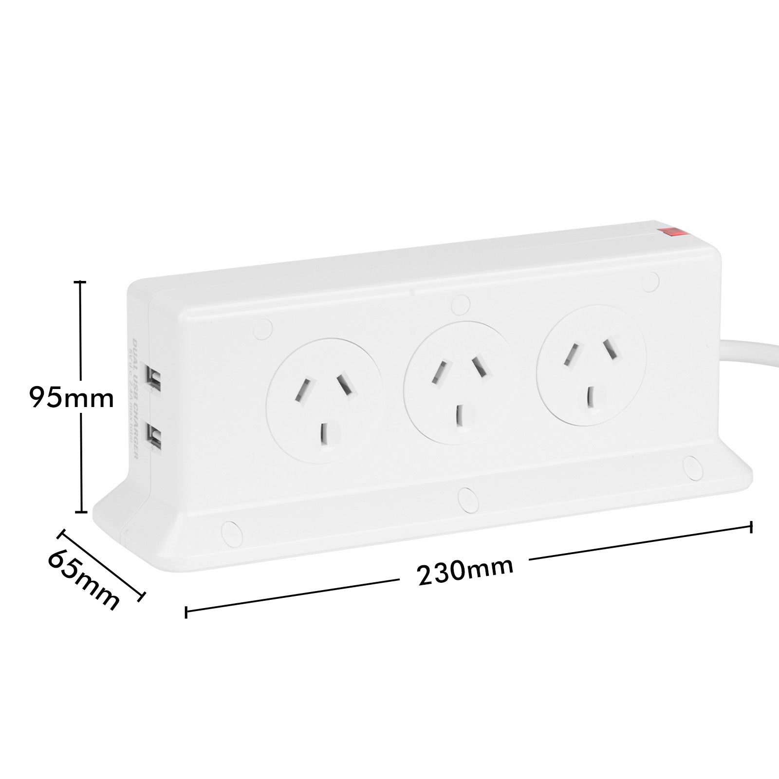 Arlec 6 Outlet Space Saving Powerboard With 2.4A USB Charger – USB powerboard with compact design for home or office