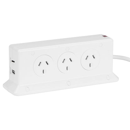 Arlec 6 Outlet Vertical Powerboard with PD30W Rapid Charging USB A & C - vertical powerboard, USB PD charging board, 6 socket extension