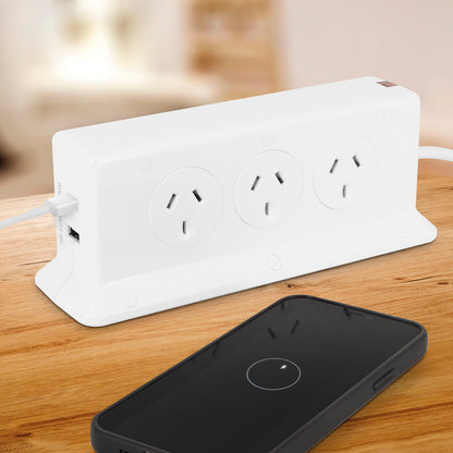 Arlec 6 Outlet Vertical Powerboard with PD30W Rapid Charging USB A & C - vertical powerboard, USB PD charging board, 6 socket extension