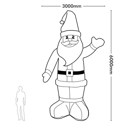 Arlec 6m inflatable Santa with LED lights – festive outdoor Christmas decoration with self-inflating low voltage design