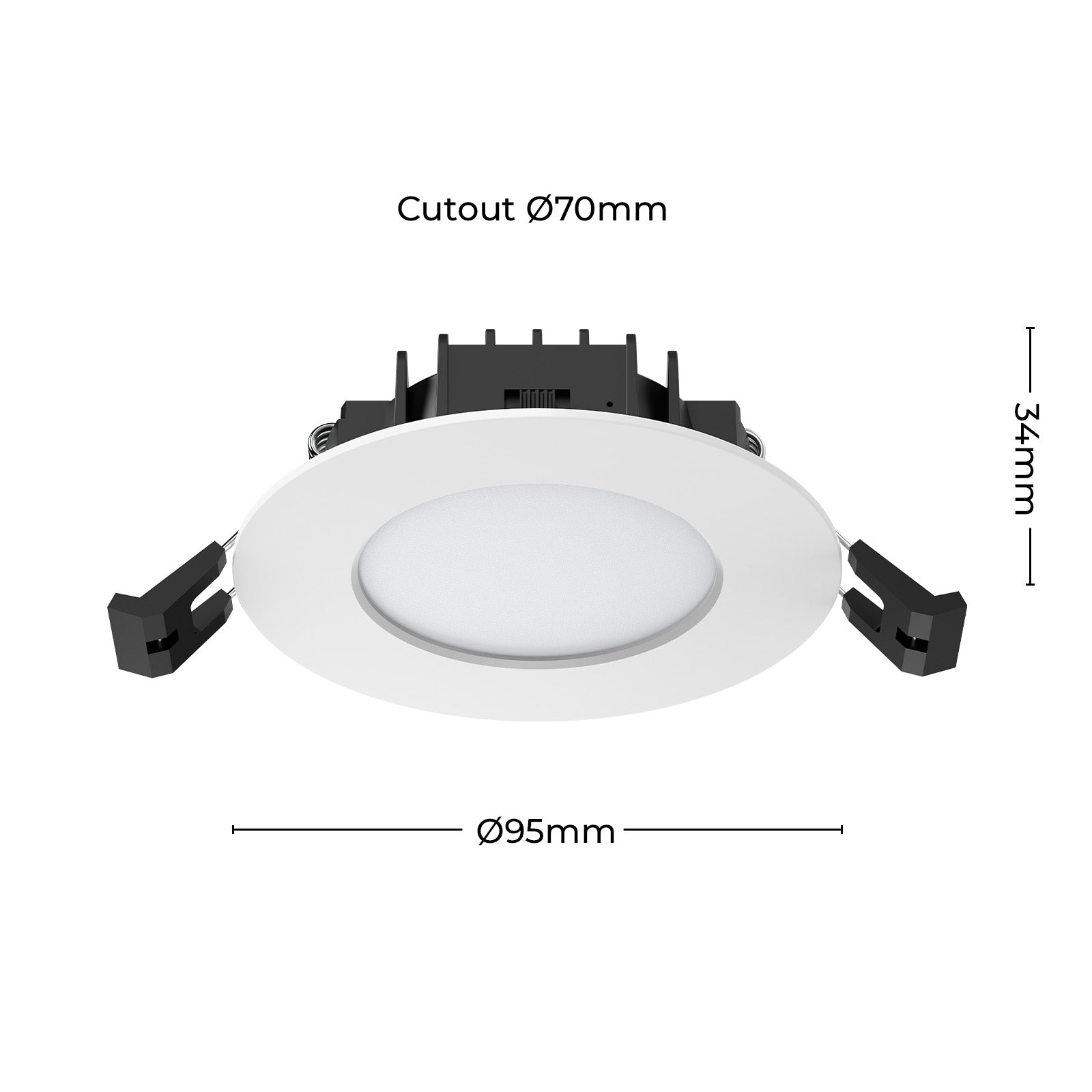 Arlec IP65 rated LED downlight, waterproof tri-colour dimmable ceiling light, 70mm cutout