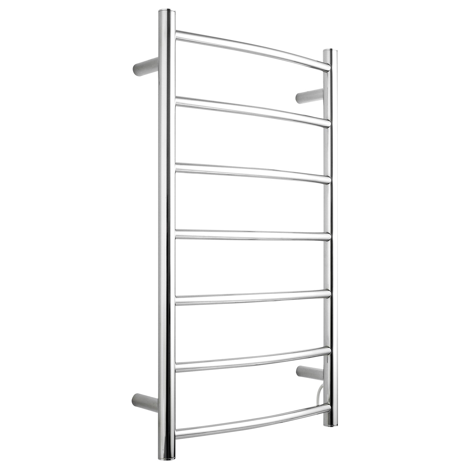 Arlec 65W 7 bar curved stainless steel heated towel rail, modern and efficient