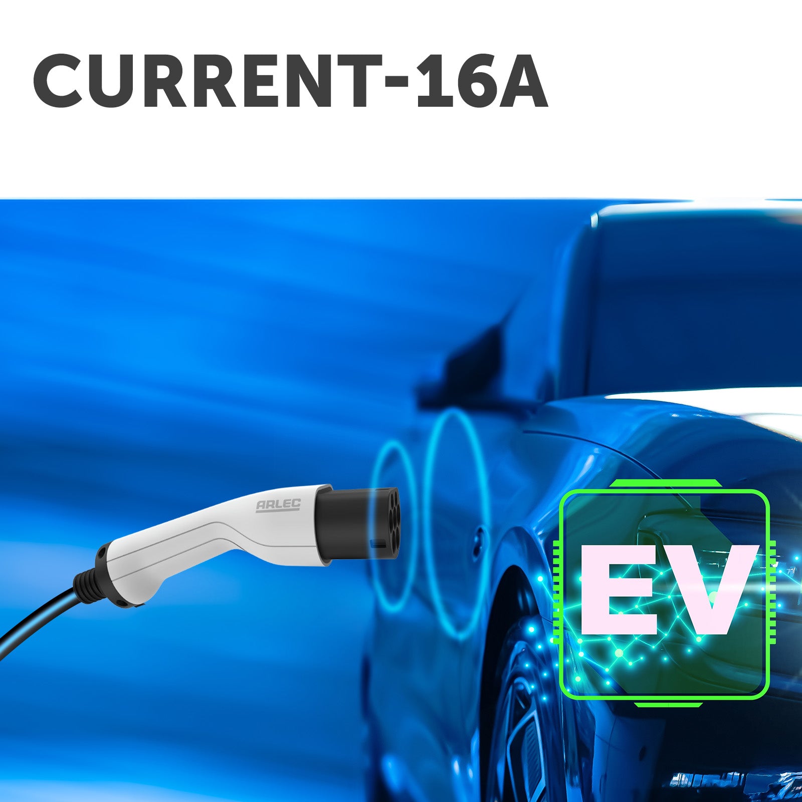Arlec 11kW EV Charging Cable, 7m long, IP65 weatherproof, Type 2 connector, ideal for electric vehicles including Tesla