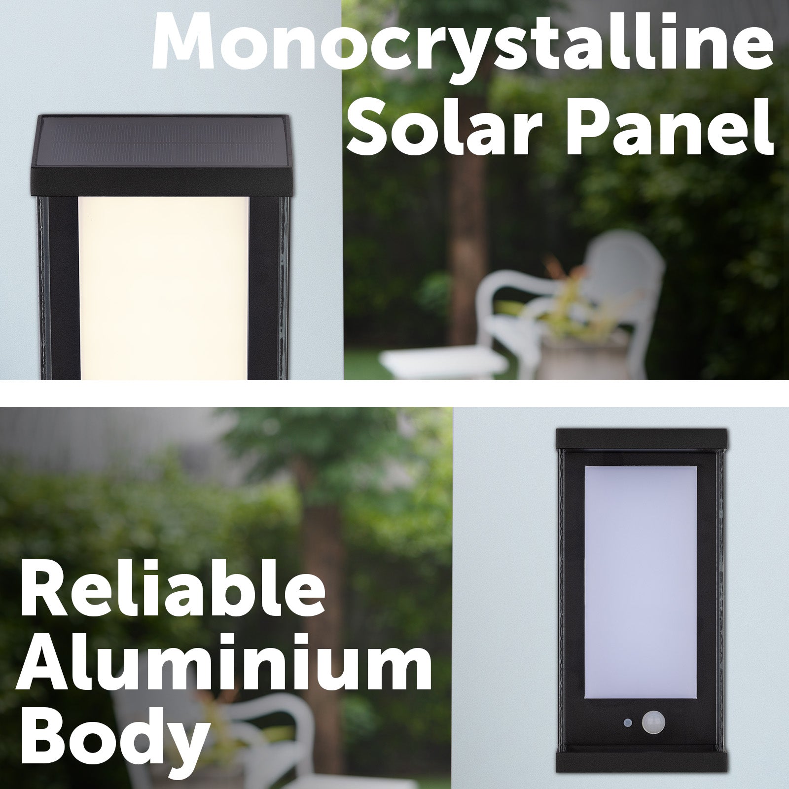 Arlec 80L Premium Solar LED Wall Light With Motion Sensor - solar powered light, motion sensor light, exterior wall light, energy efficient LED