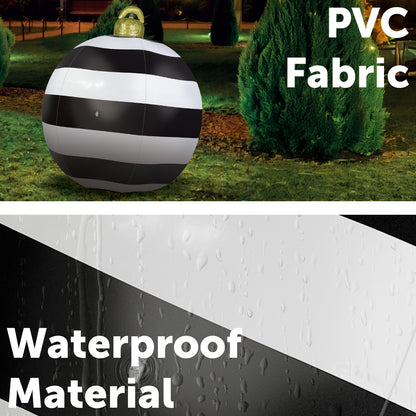 Arlec 80cm black & white inflatable PVC bauble – outdoor Christmas ornament with pump and ground fixing accessories