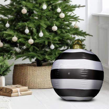 Arlec 80cm black & white inflatable PVC bauble – outdoor Christmas ornament with pump and ground fixing accessories
