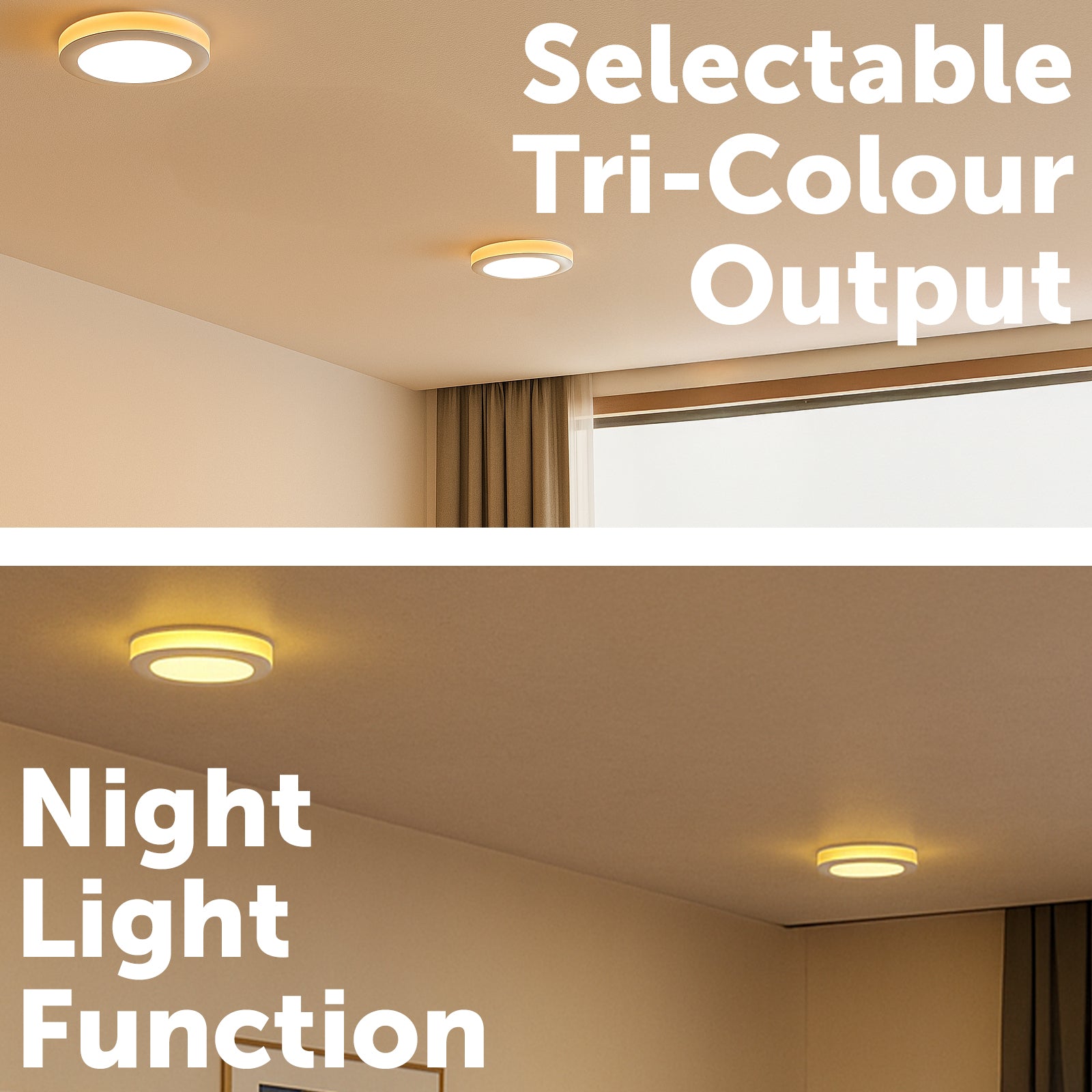 Arlec LED downlight with night mode, dual-function dimmable light, tri-colour ceiling LED