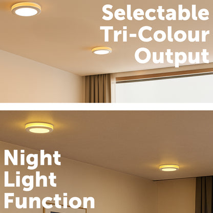 Arlec LED downlight with night mode, dual-function dimmable light, tri-colour ceiling LED