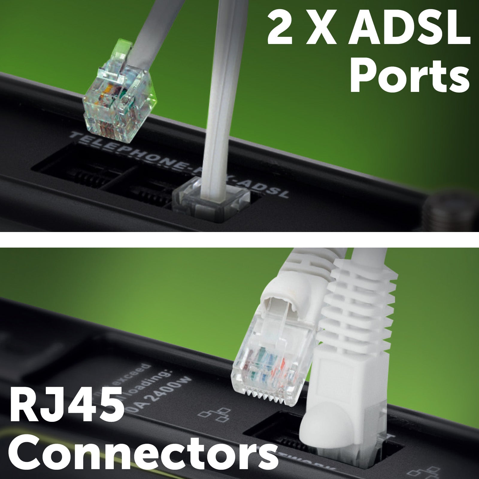 Arlec 8 Outlet 2 x USB Coax Surge Protect Powerboard - USB and coax protection board, 8 outlet surge powerboard, master switched extension board