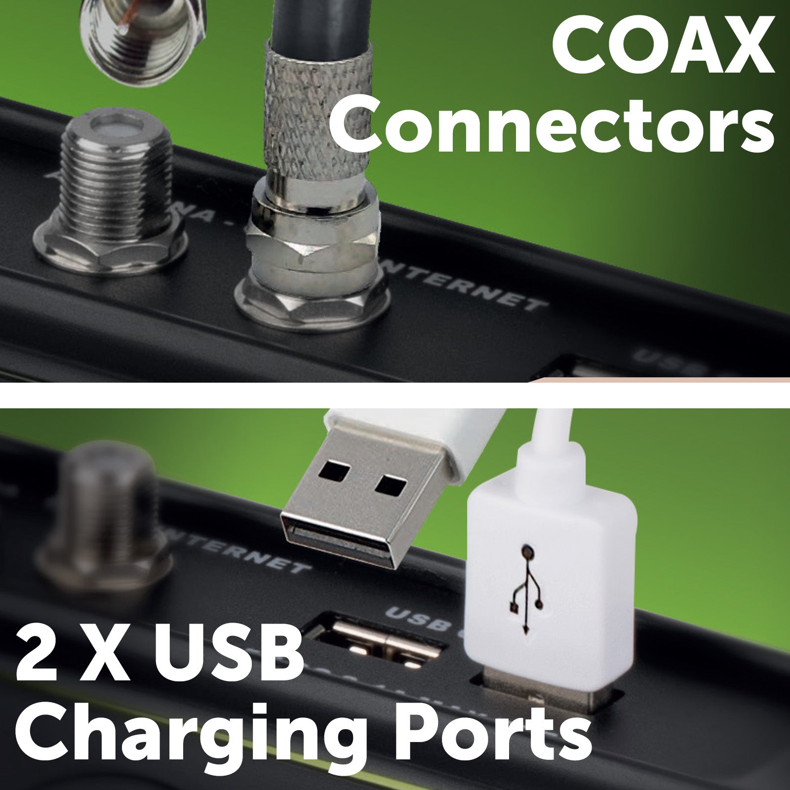 Arlec 8 Outlet 2 x USB Coax Surge Protect Powerboard - USB and coax protection board, 8 outlet surge powerboard, master switched extension board