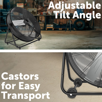 Arlec 90cm Drum Industrial Fan – Heavy Duty Black Fan for Workshops and Warehouses