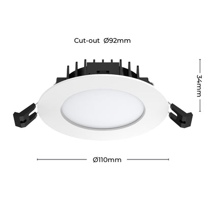 Arlec IP65 dimmable LED downlight, 92mm recessed tri-colour ceiling light for wet areas