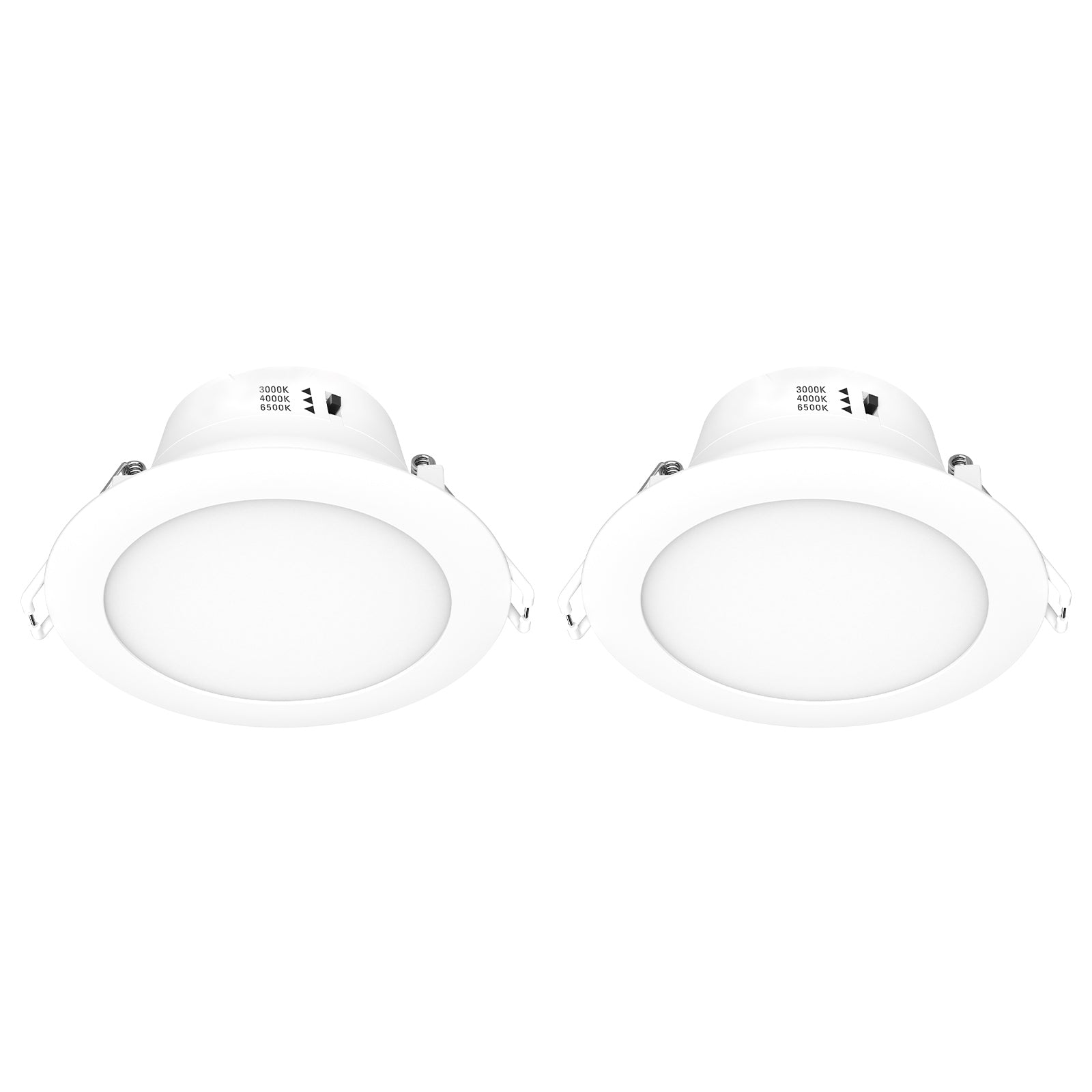 Arlec 2-pack LED downlights, tri-colour dimmable flush lens ceiling lights, plug and play