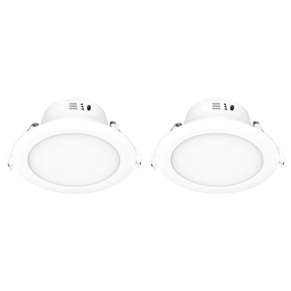 Arlec 2-pack LED downlights, tri-colour dimmable flush lens ceiling lights, plug and play