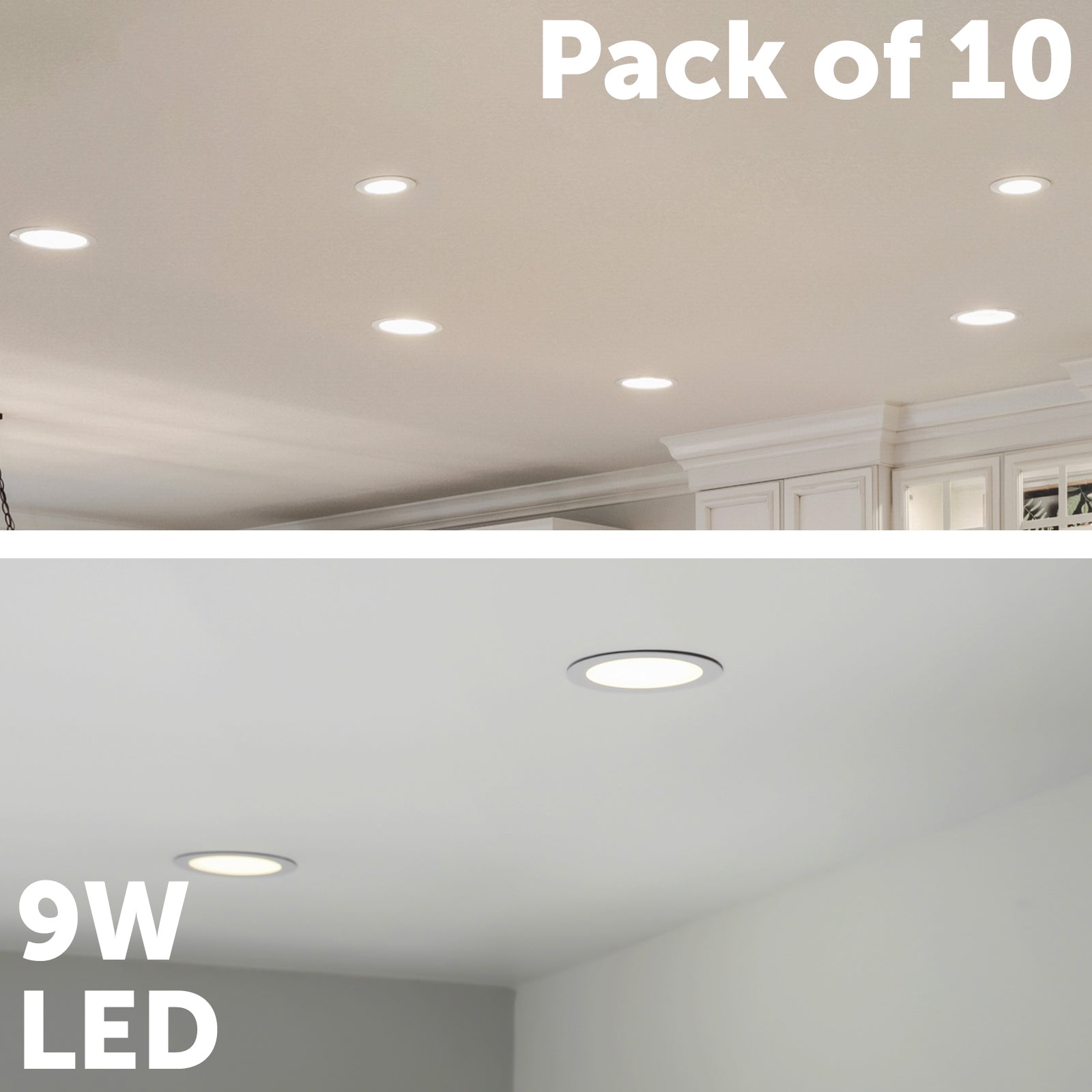 Arlec trade 10-pack LED downlights, tri-colour dimmable plug base lights, 92mm LED ceiling kit