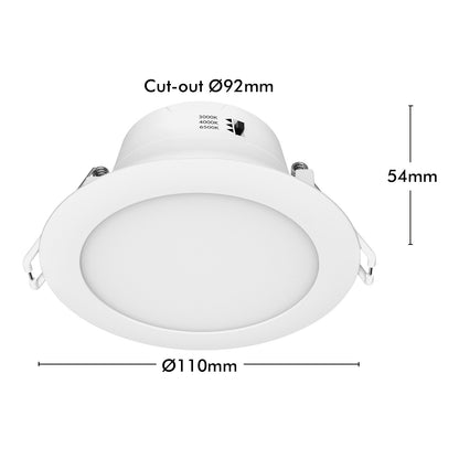 Arlec trade 10-pack LED downlights, tri-colour dimmable plug base lights, 92mm LED ceiling kit