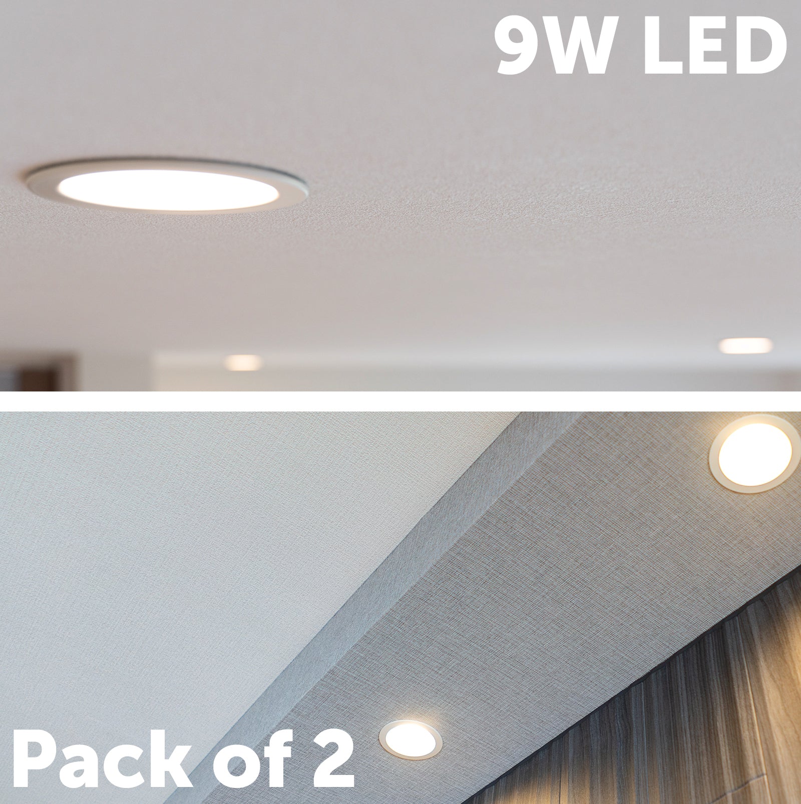 Arlec 2-pack recessed LED downlights, tri-colour dimmable ceiling lights with plug