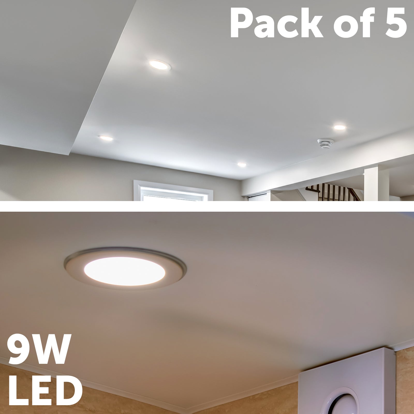 Arlec 5-pack dimmable LED downlights, tri-colour plug base downlights, recessed ceiling LED light set