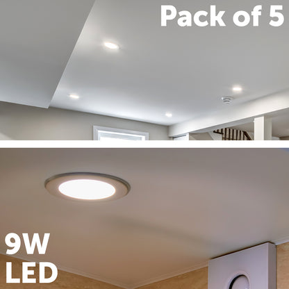 Arlec 5-pack dimmable LED downlights, tri-colour plug base downlights, recessed ceiling LED light set