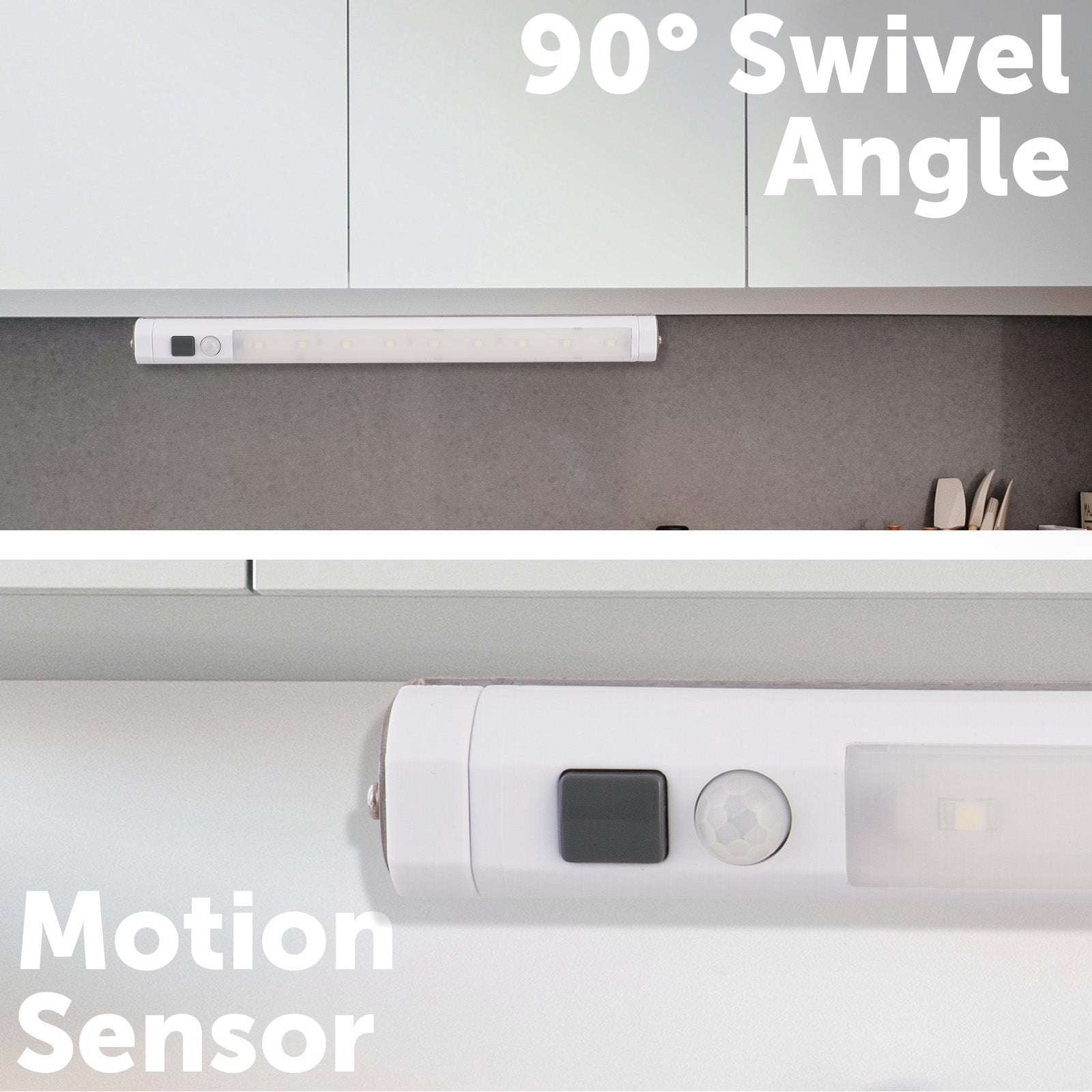 Arlec under cabinet motion sensor light, battery powered LED cabinet light, PIR sensor strip light