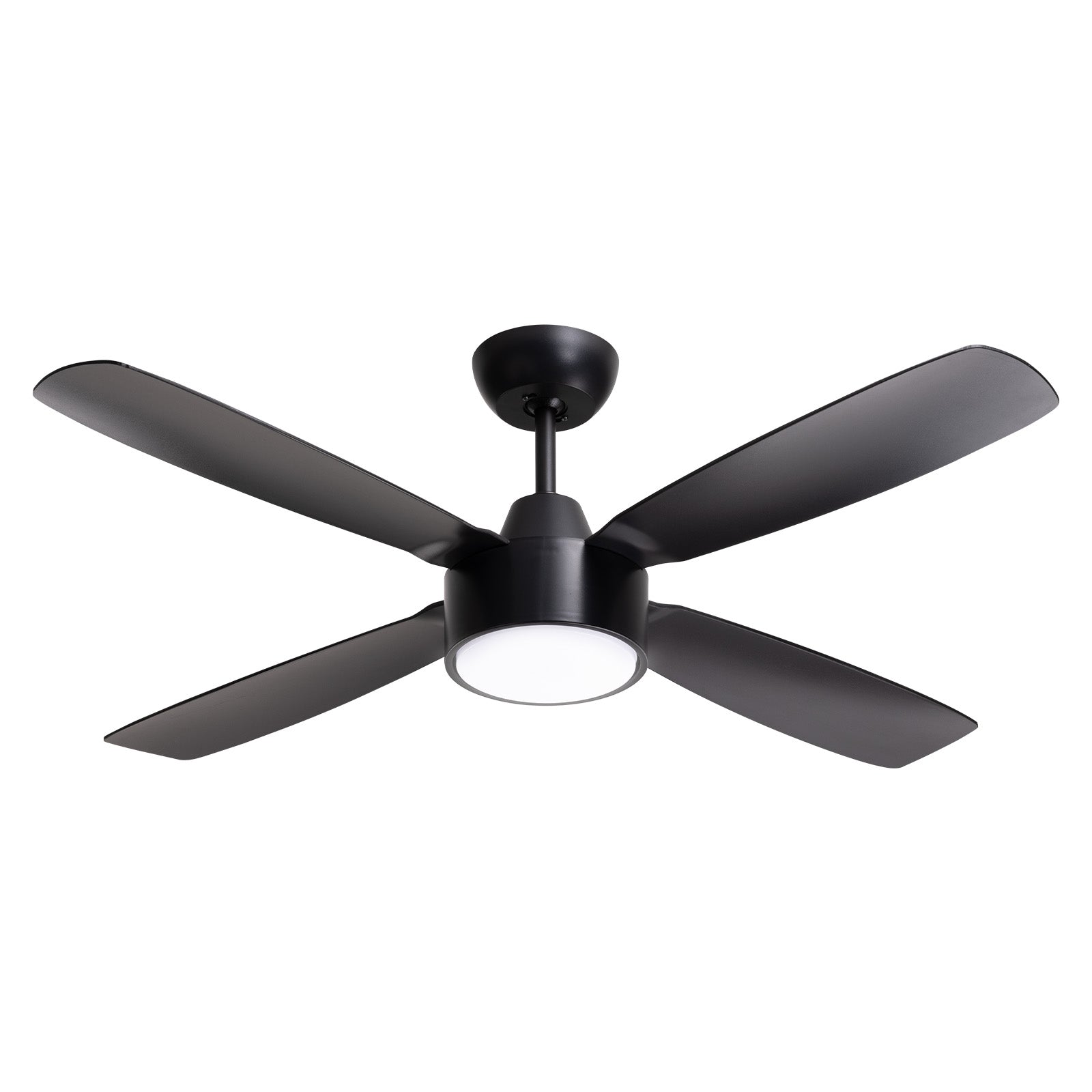 arlec 120cm aer ceiling fan – matte black dc ceiling fan; tri-colour led smart fan; modern quiet fan for any room