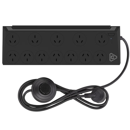 Arlec 12 outlet gaming surge protector powerboard with master foot switch