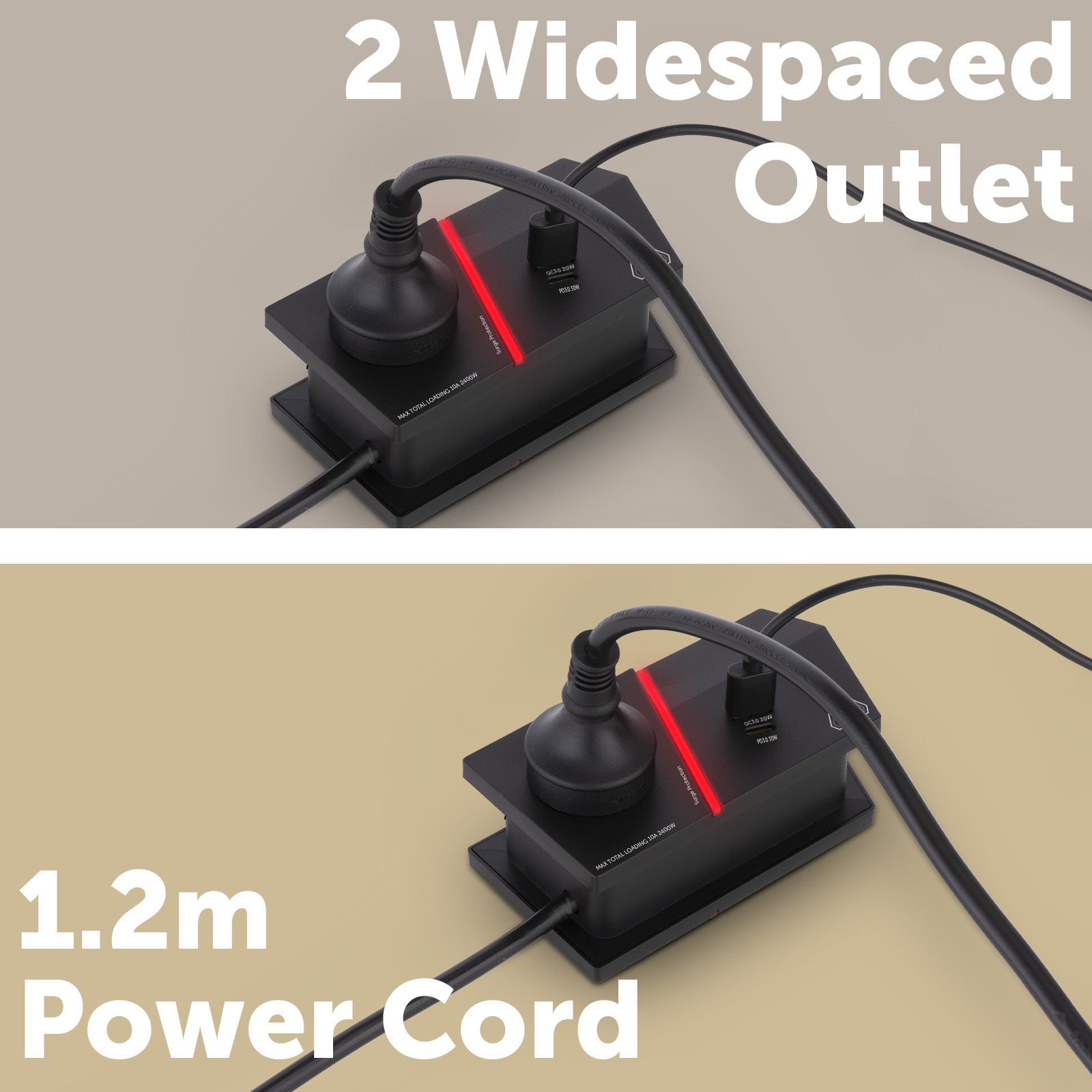 Arlec 2 outlet gaming powerboard with 30W PD fast charging, portable power hub